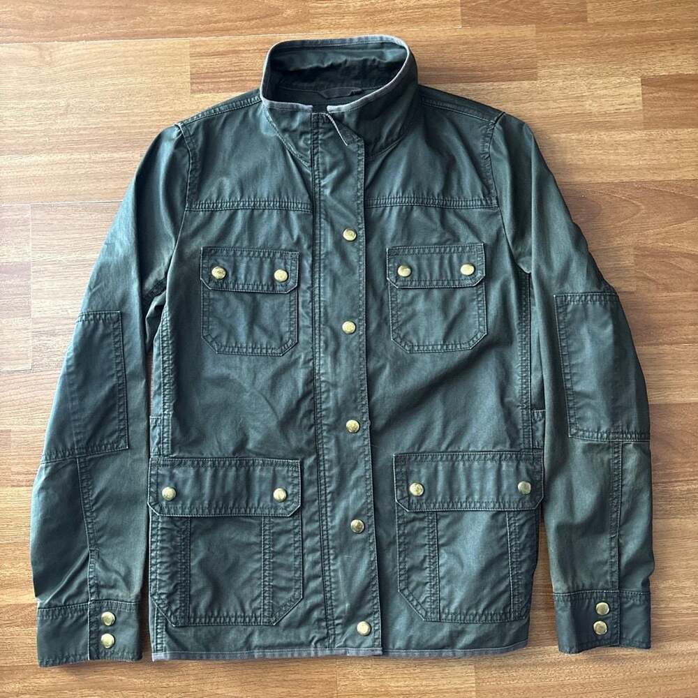 J.Crew Women's Waxed Cotton Field Jacket Olive Green Size S - Picture 2 of 5